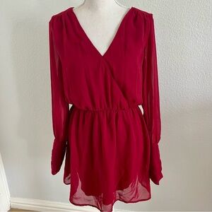 Trixxi Burgundy Open Back Long Sleeve Dress